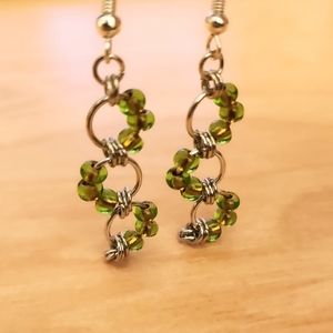 Green and Silver Earrings